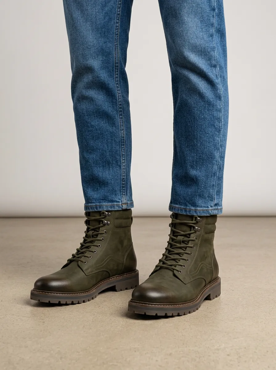 Unisex Vintage Leather Style Work Boots