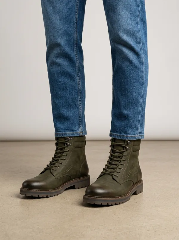 Unisex Vintage Leather Style Work Boots