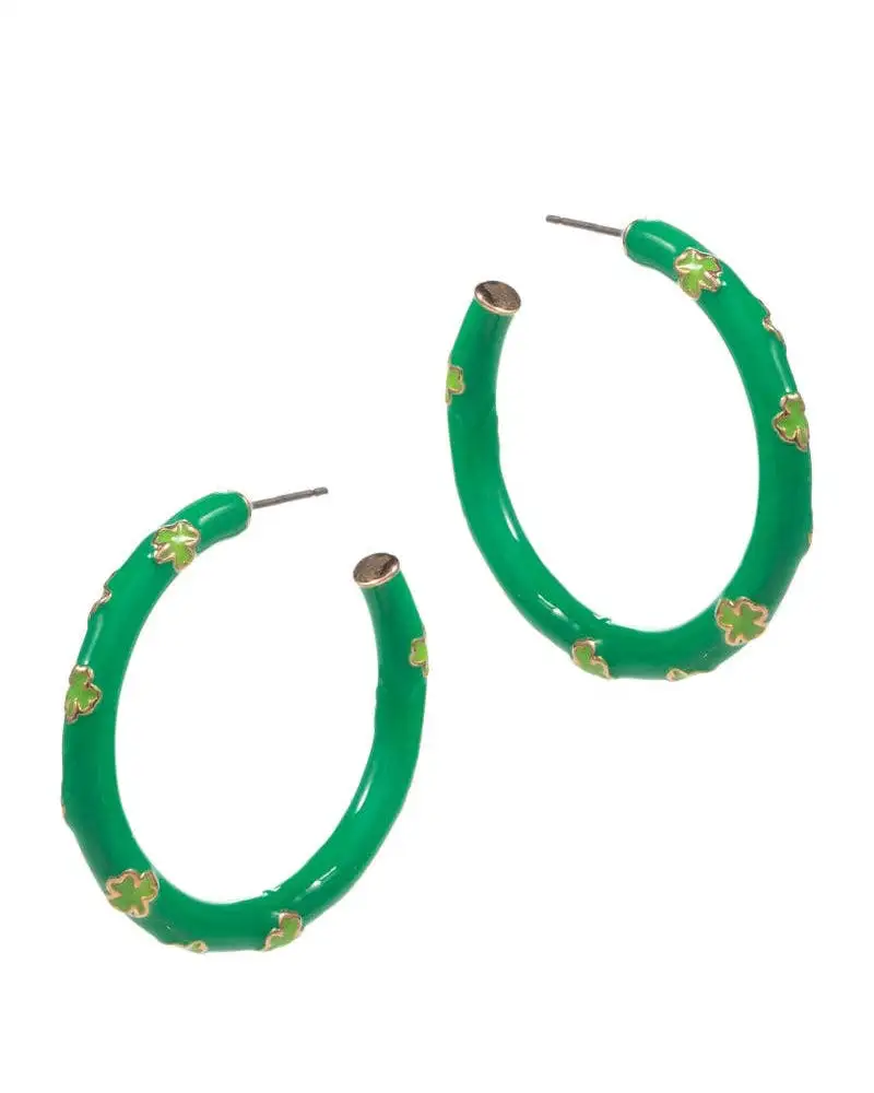 Clover Twisted Enamel Hoop Earrings