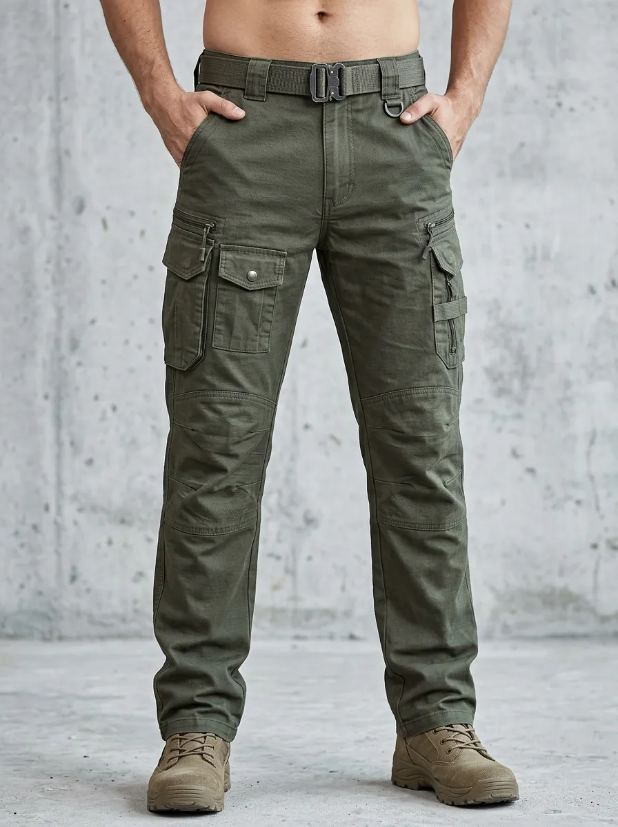 Mobility-Focused Multi-Pocket Workwear Cargo Pants for Outdoor Layering