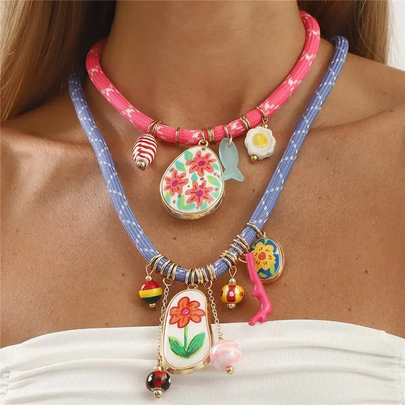 Floral Multi Pendant Necklace