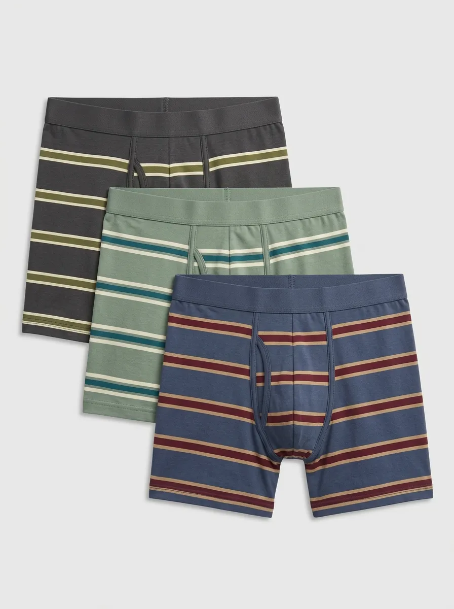 Men's Multicolor Striped Boxer Briefs - 3 Pack 3-Pack
