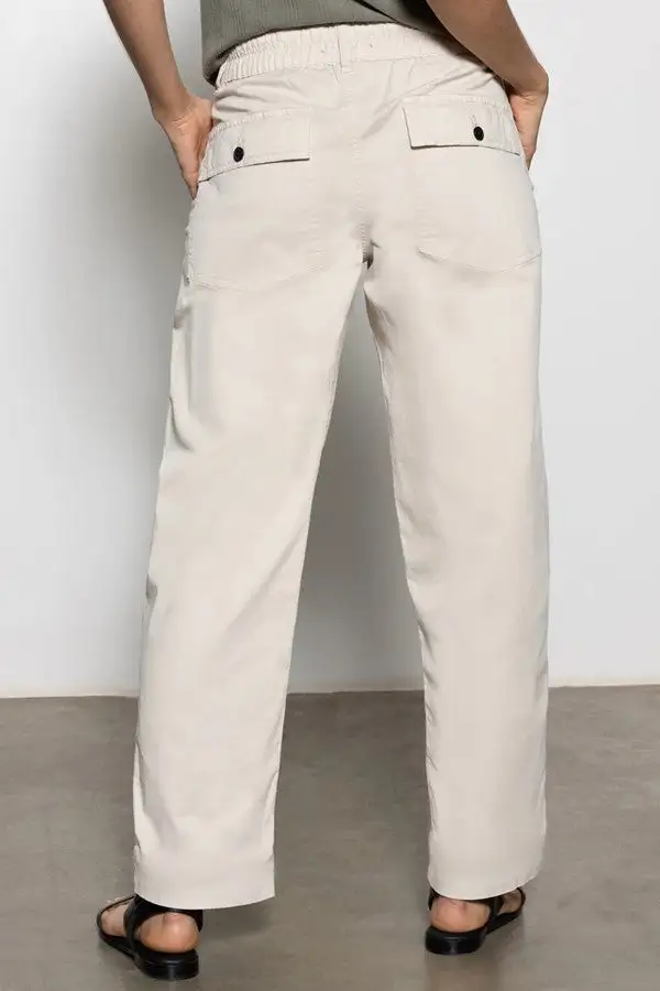 Women's White High Waist Chino Wide Leg Pants