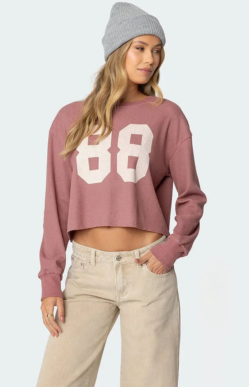 Edikted 88 Waffle Long Sleeve T-Shirt