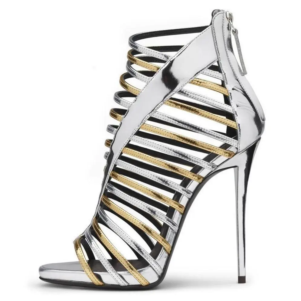 Round Toe Gladiator Stiletto Sandals
