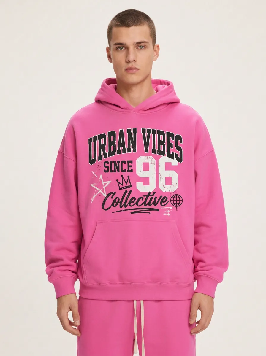 Men's Urban Vibes 96 Star Crown Graphic Printed Hoodie