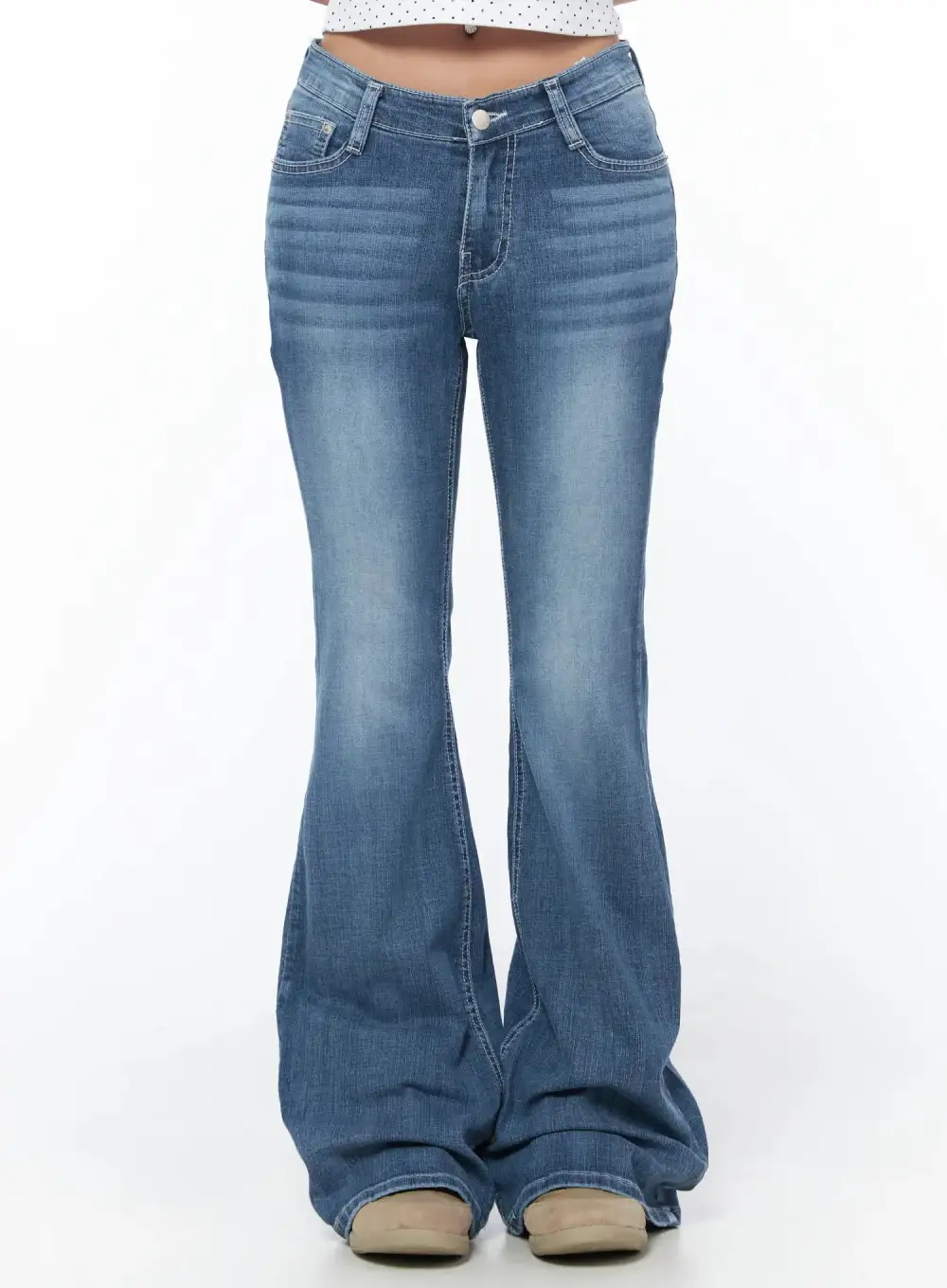 Fitted Hip-Pad Low Rise Bootcut Jeans