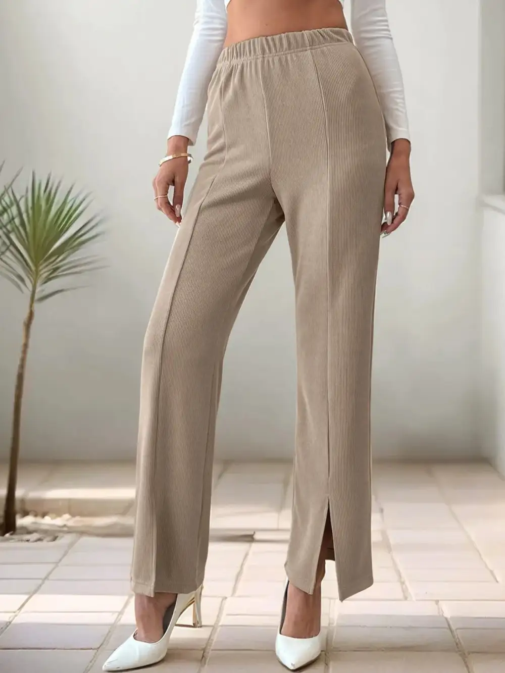 High Waist Slit Pants