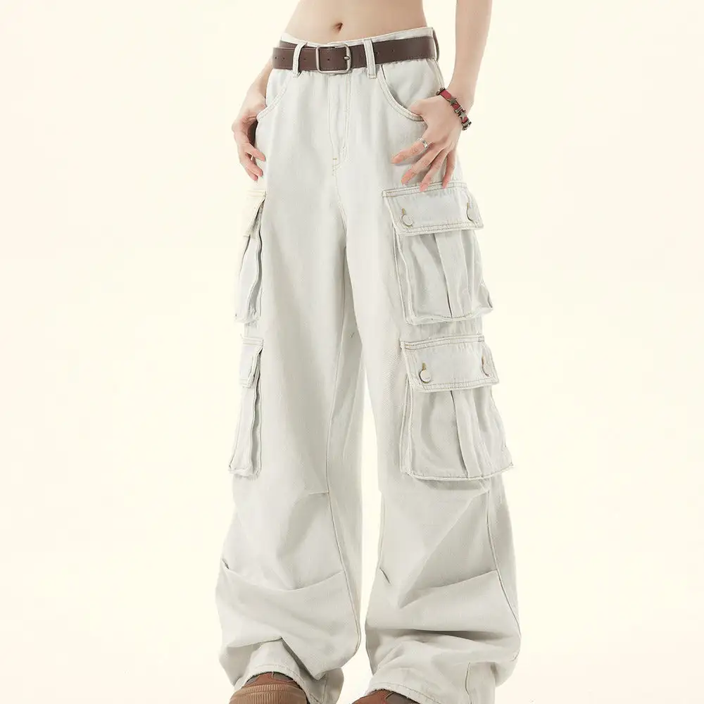 Multi Pocket Wide Leg Jeans