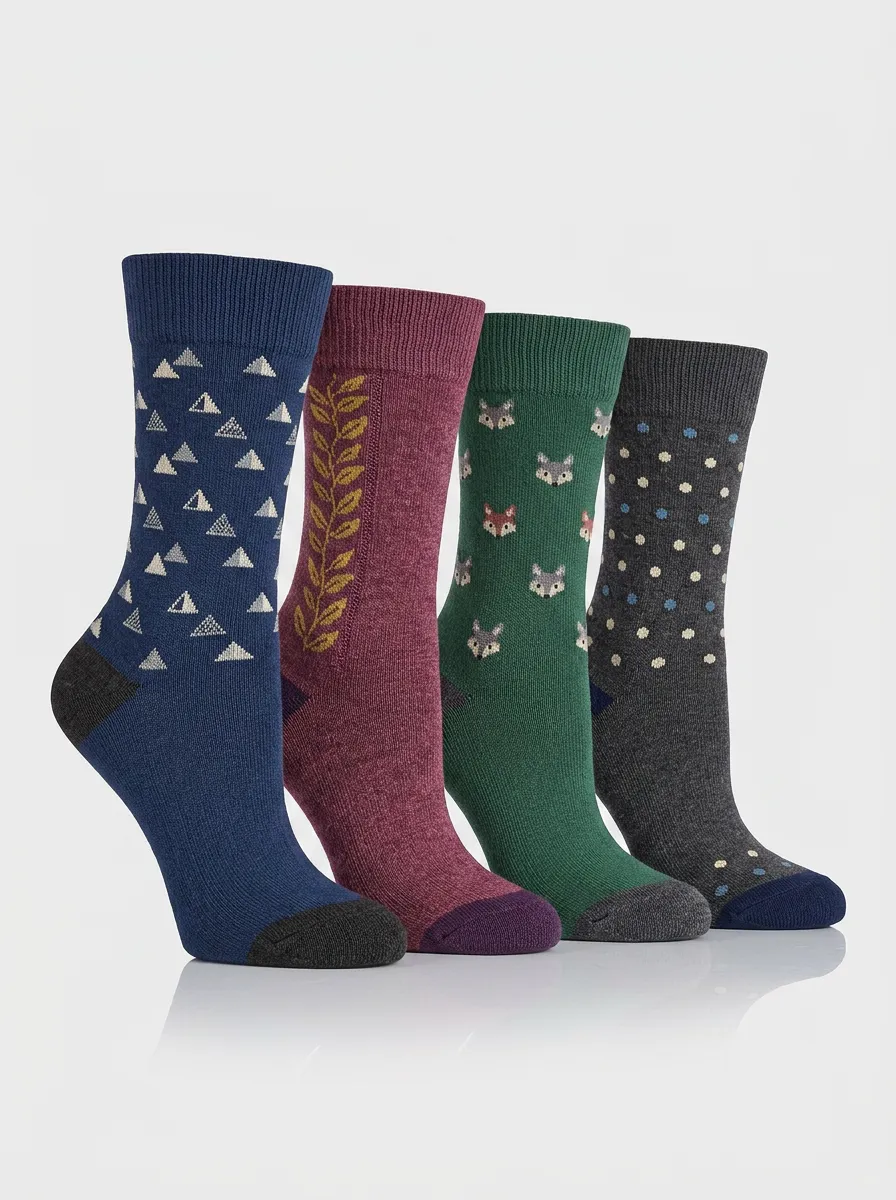 Everyday Leaf Men's Four-Pair Long Socks