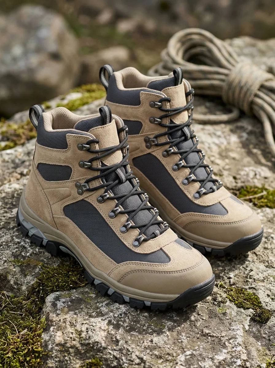 Unisex Utility Outdoor Hiking Suede Mesh Printed Boots