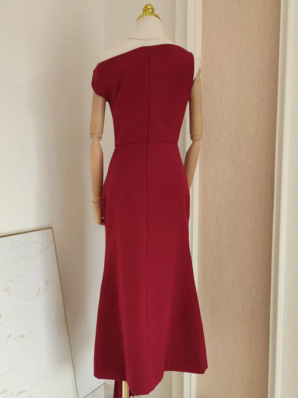 Pleated Off Shoulder Maxi Dress