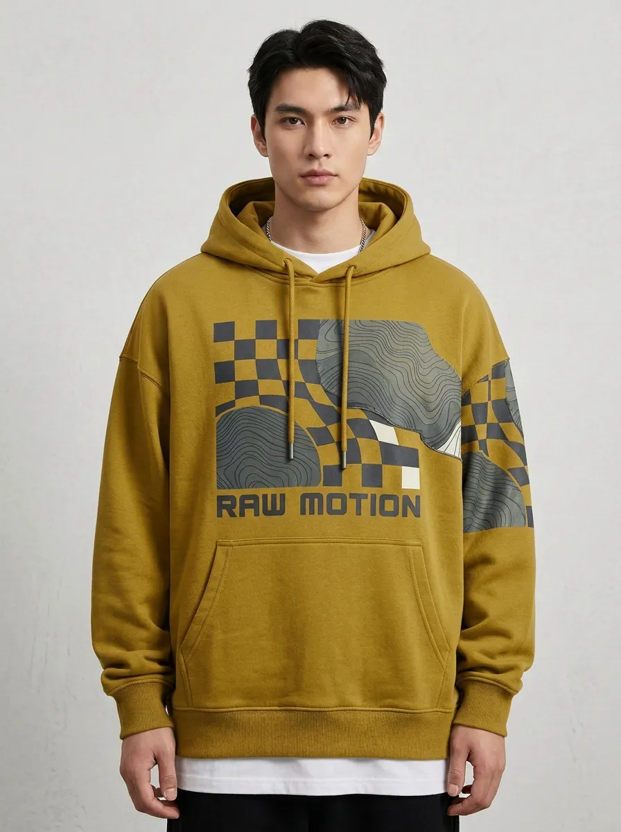 Urban Topographic Checkered Men's Graphic Hoodie