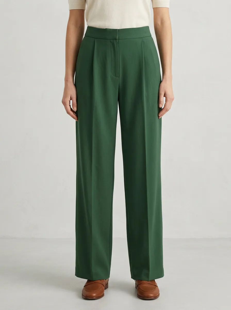 Refined Design Pleated Wide-Leg Trousers
