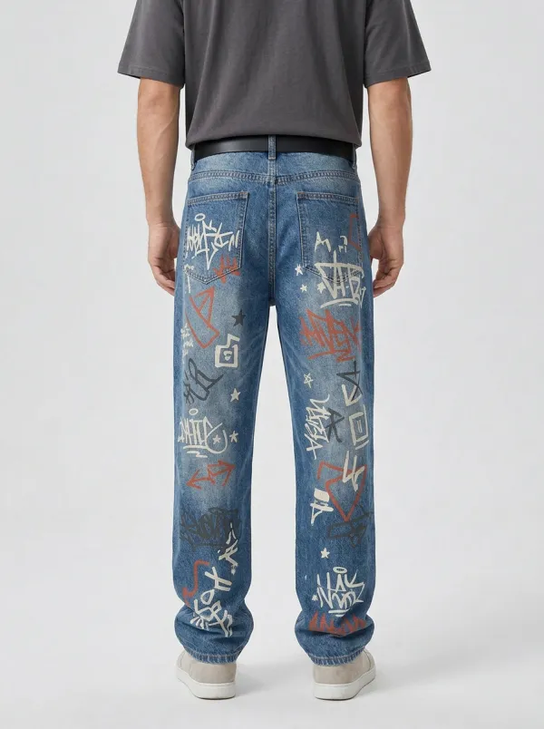 Unisex Graphic Streetwear Graffiti Star Jeans