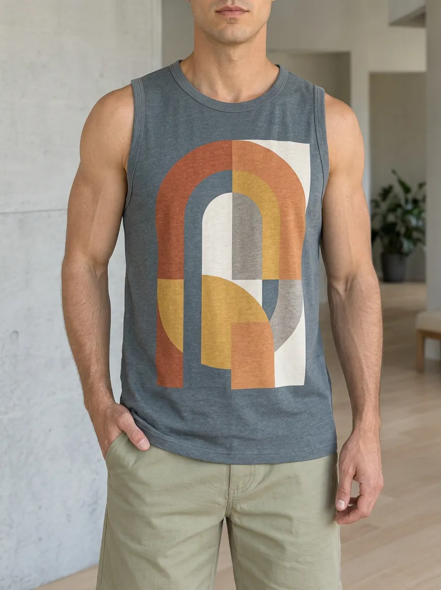 Men's Abstract Geometric Arch Tank Top