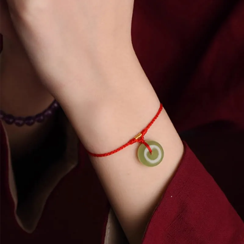 Natural Jade Buckle String Bracelet Anklet