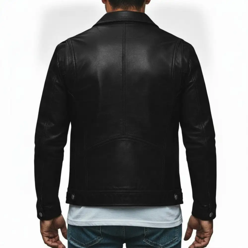 Classic Leather Biker Motorcycle Cafe Racer Jacket