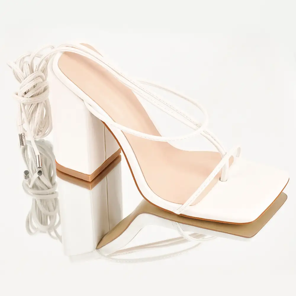 Ankle Strap Square Toe Chunky Heel Sandals