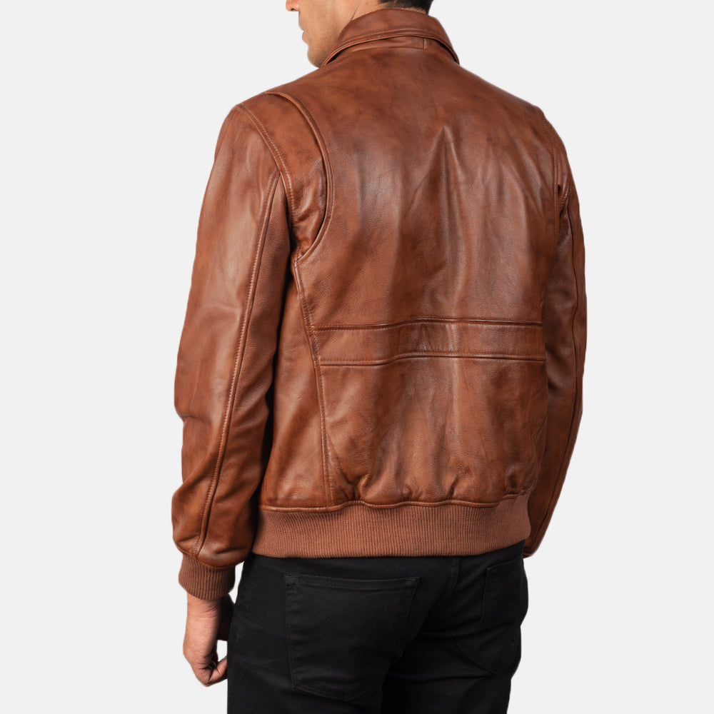 Men's Field Style Bomber Leather Jacket