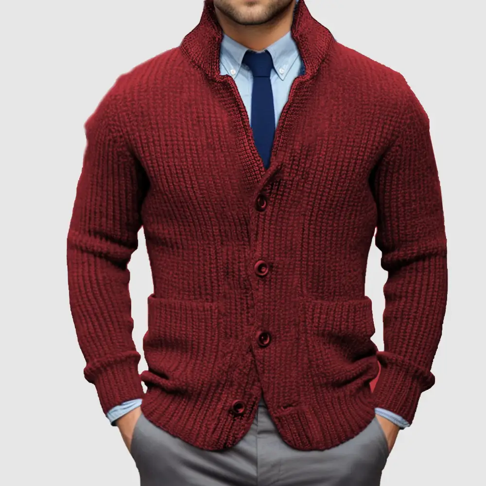 Stand Collar Knit Cardigan