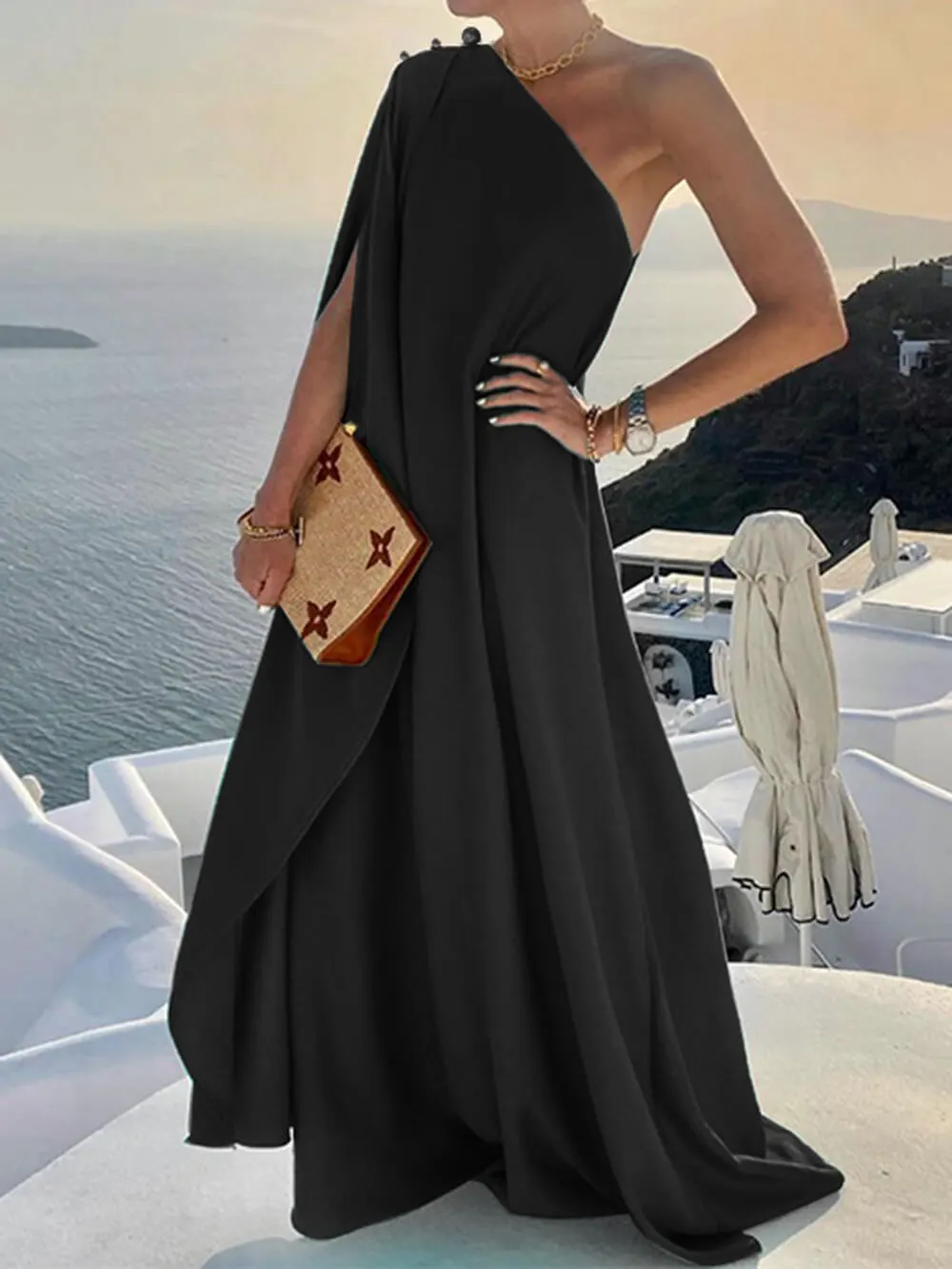 One Shoulder Maxi Dress