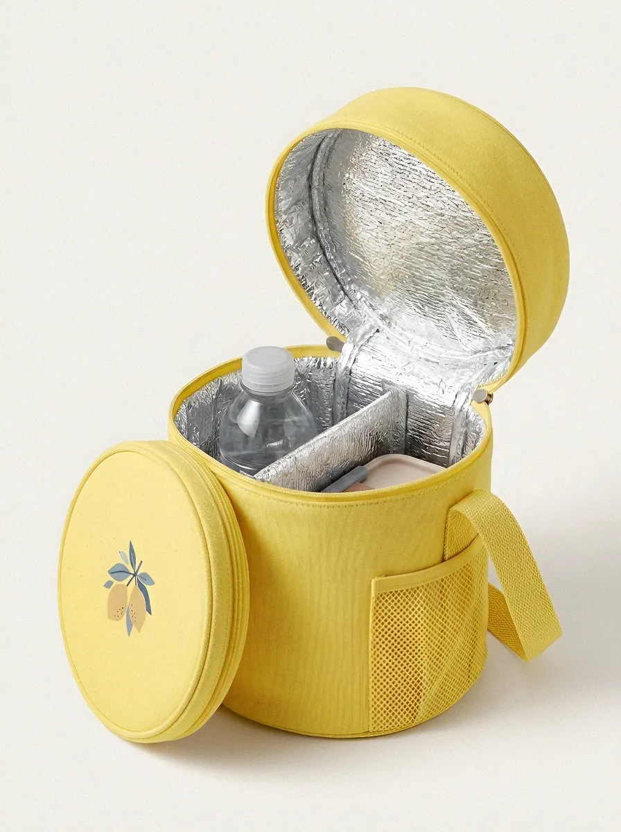 Picnic Lover Lemon Pattern Printed Insulated Lunch Bag