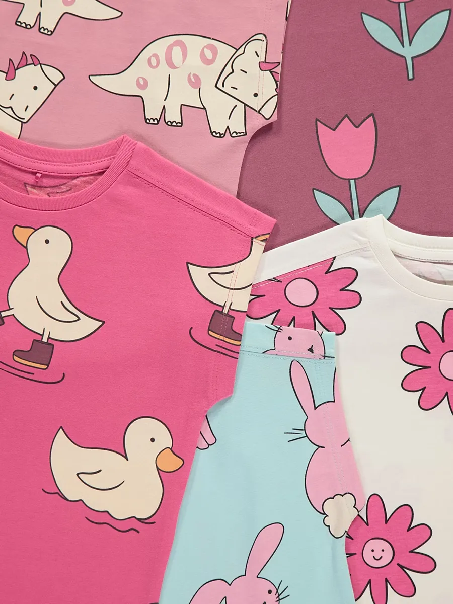 Animals and Flowers T-Shirts 5 Pack