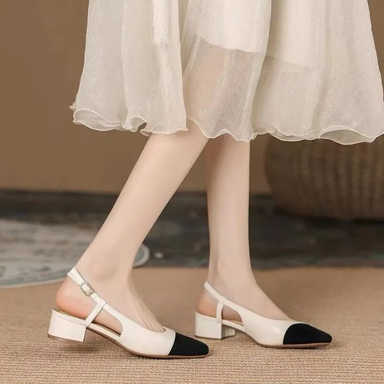 Square Front Mid Heel Sandals