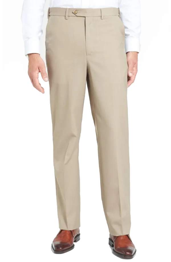 Classic Gabardine Tropical Weave Flat Front Pleated Front Short Rise Trousers