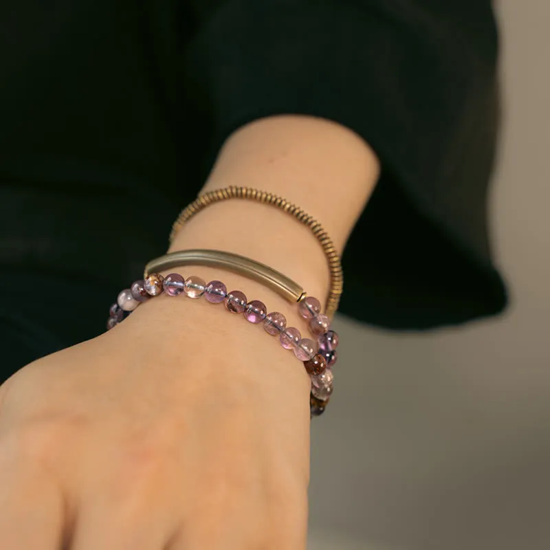 Phantom Hematoid Quartz Rutilated Quartz Copper Love Bracelet