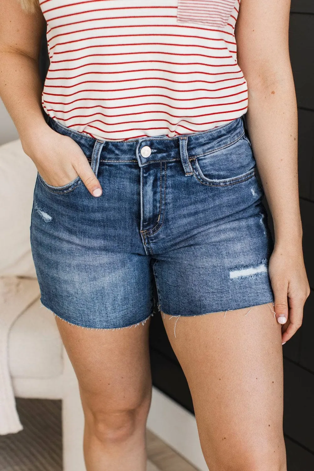High-Rise Denim Relaxed Shorts