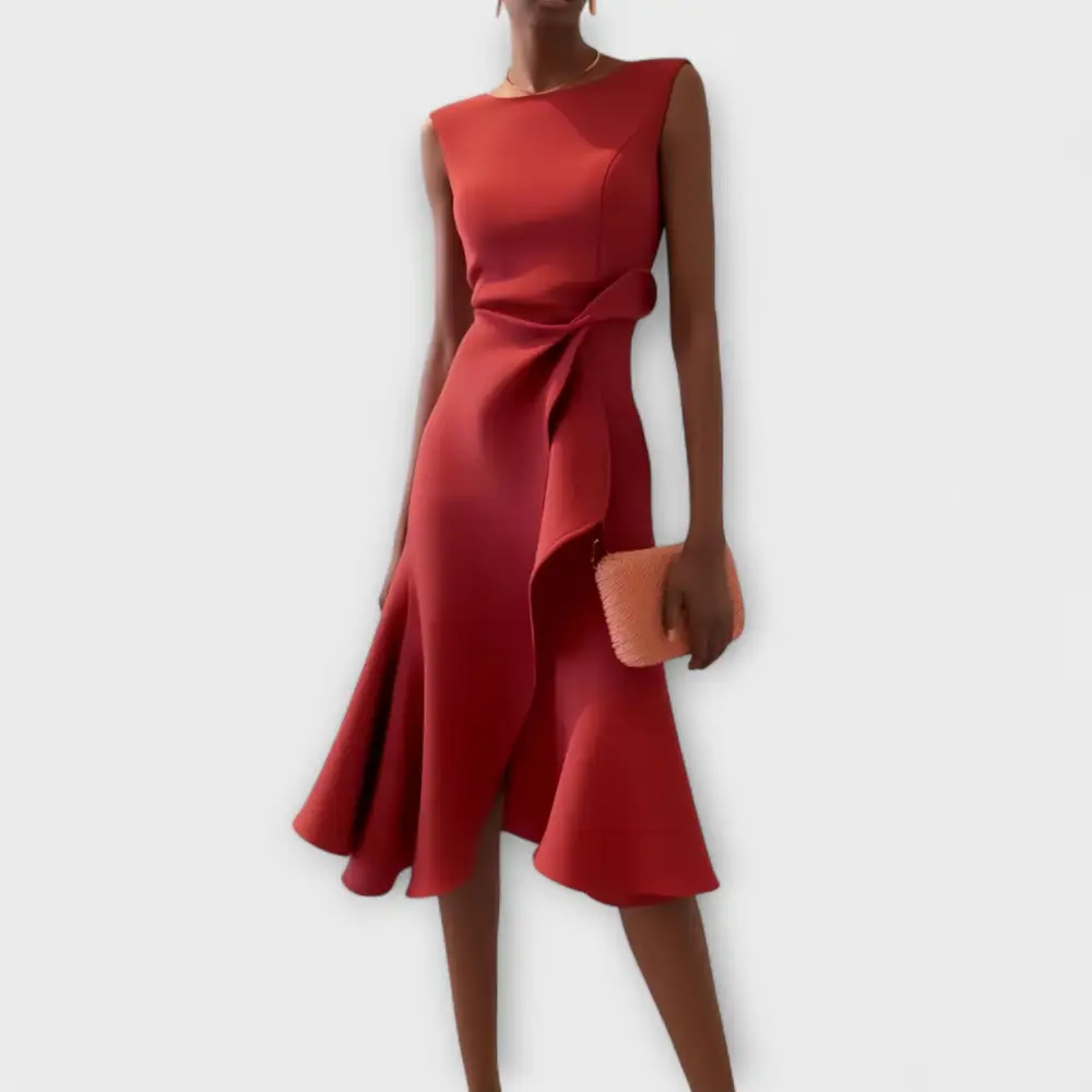  Refined Pleated Midi Dress