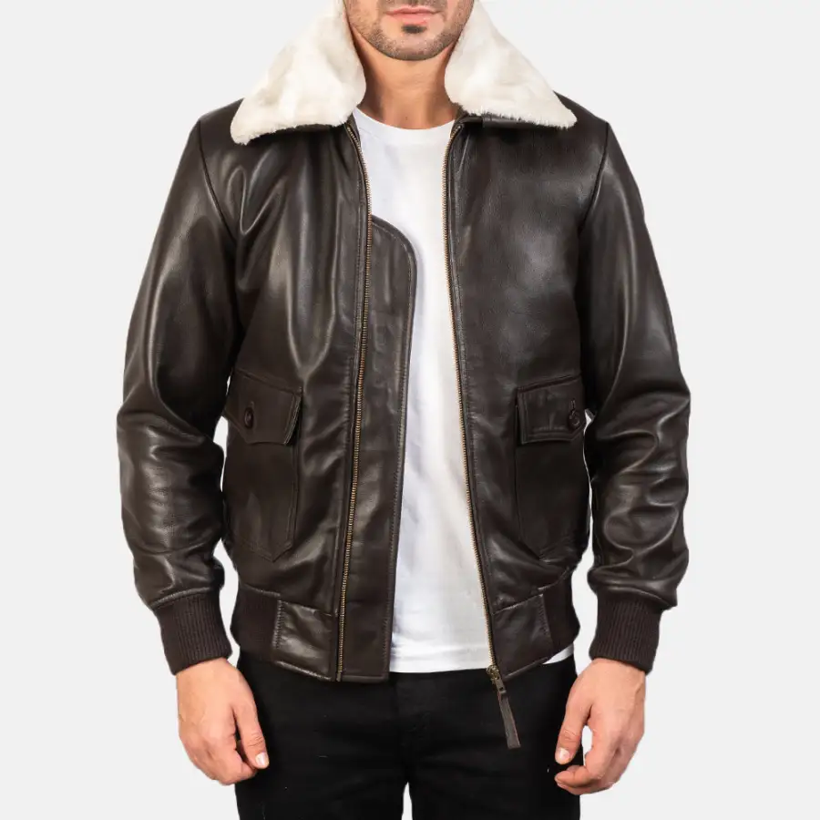 Men's Classic Refined Bomber Leather Jacket