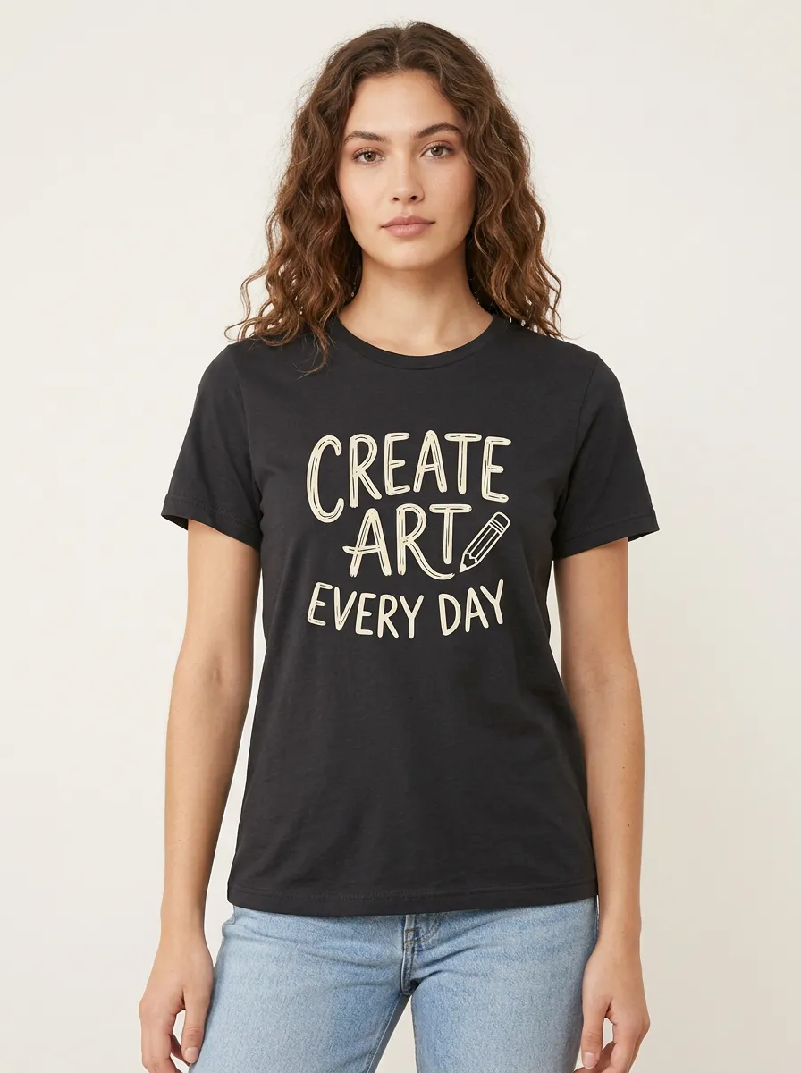 Women's Artist Create Art Every Day Pencil Graphic T-Shirt