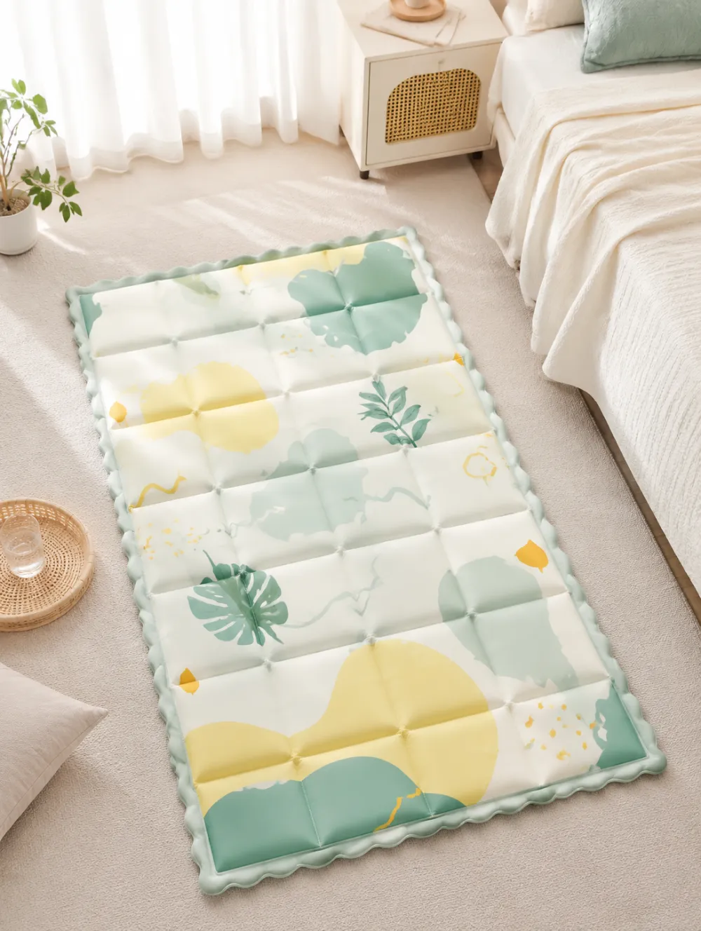 Botanical Abstract Leaves Print Cooling Mat