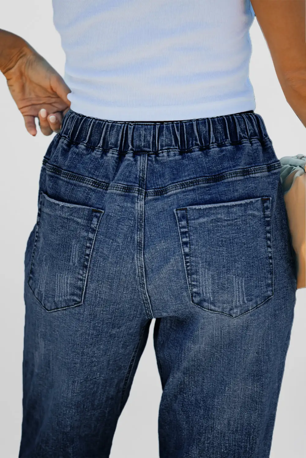 Women's Gather Round Distressed Pocketed Denim Jogger