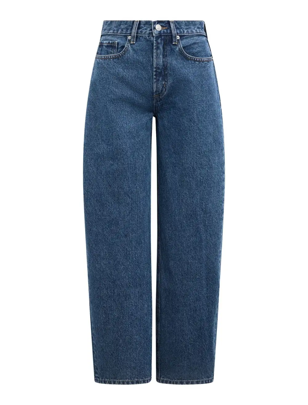 Blue Mid-Rise Barrel Leg Jeans