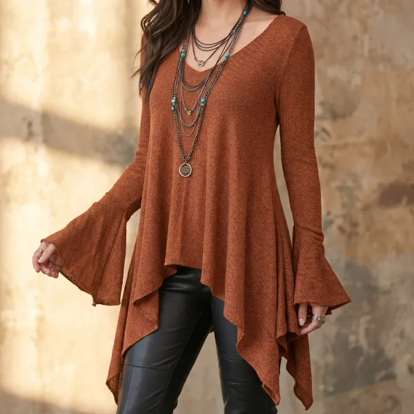 Handkerchief Hem Knit Tunic