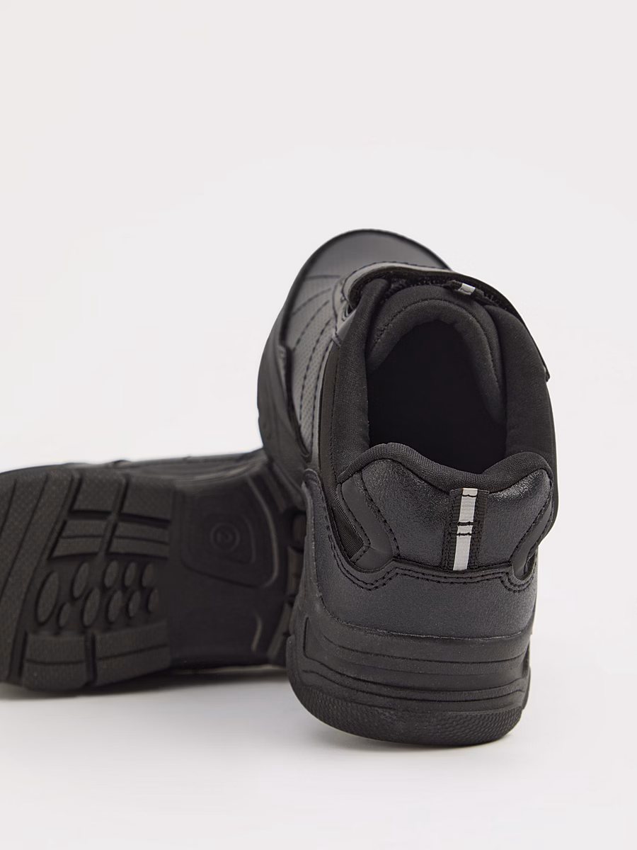 Black Panelled Elasticated Laces School Shoes detail 1