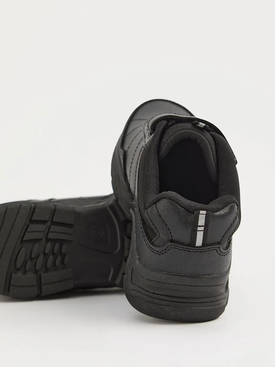 Black Panelled Elasticated Laces School Shoes