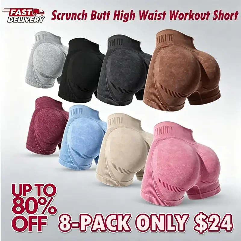 Women's Yoga Scrunch Butt High Waist Workout Shorts Available for S-5XL