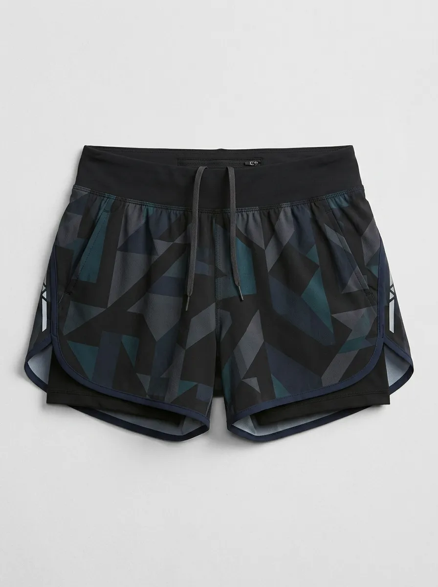 Women's Flow Athletic Fitness Geometric Pattern Printed Running Shorts