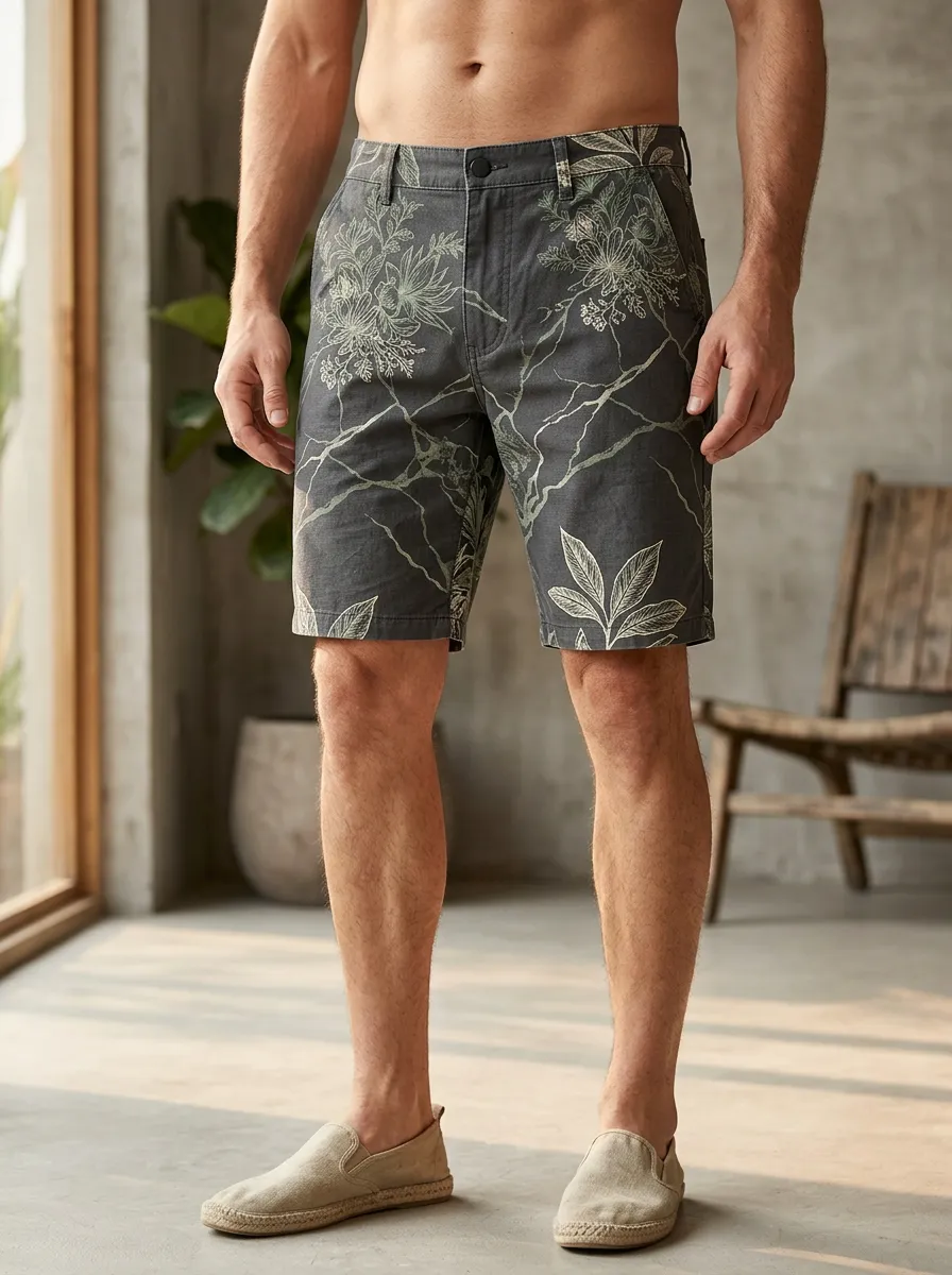 Men's Botanical Floral Branch Chino Shorts
