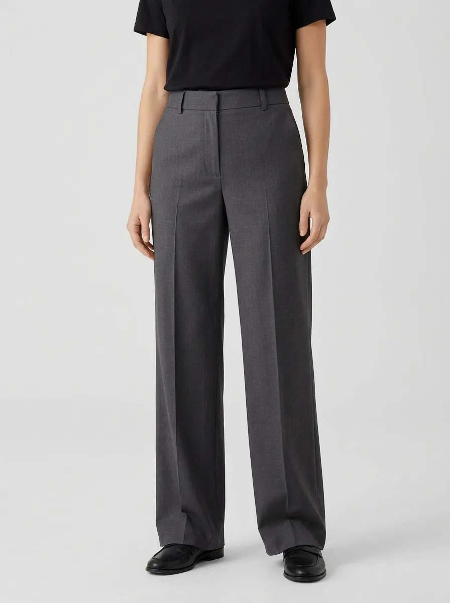 High Rise Tailored Wide Leg Pants