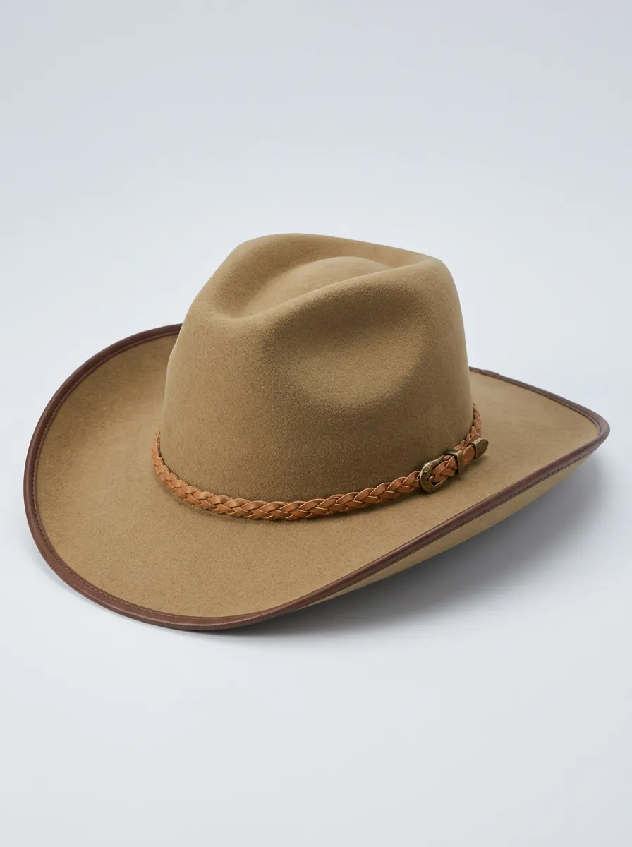 Distinctive Braided Band Western Hat in Tan