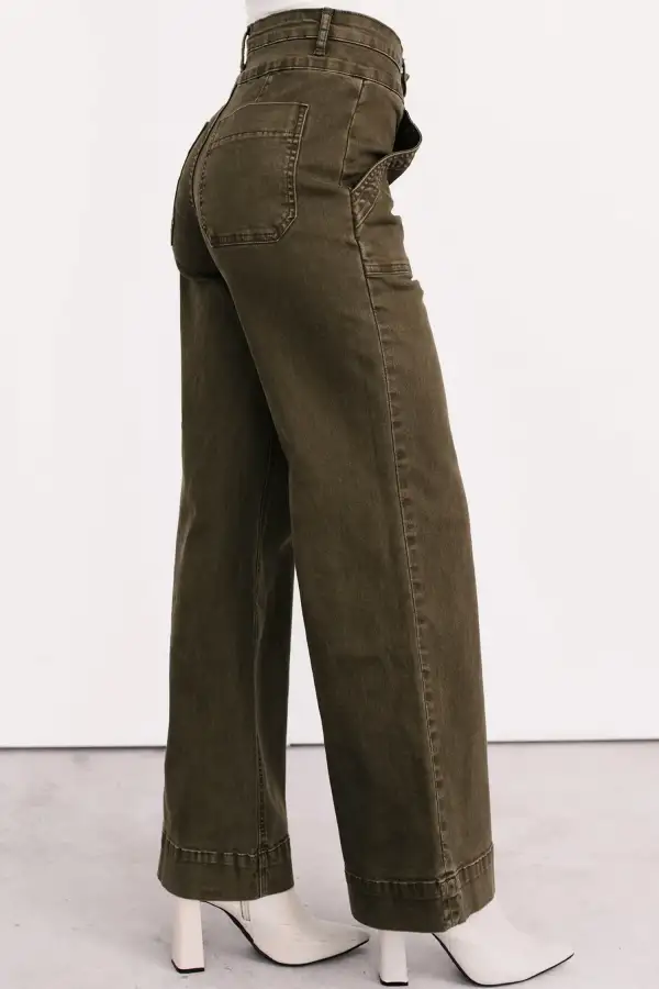 Women's Double Waistband Loose Straight Jeans