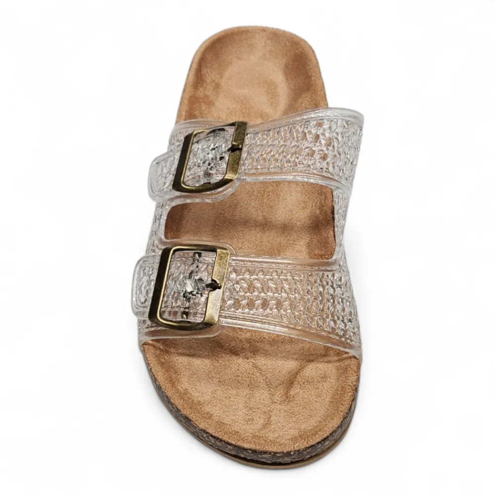 Mylove Jelly Double Buckle Band Footbed Sandals