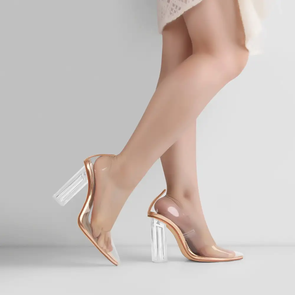 Modern Pointed Toe Transparent Heel Pumps