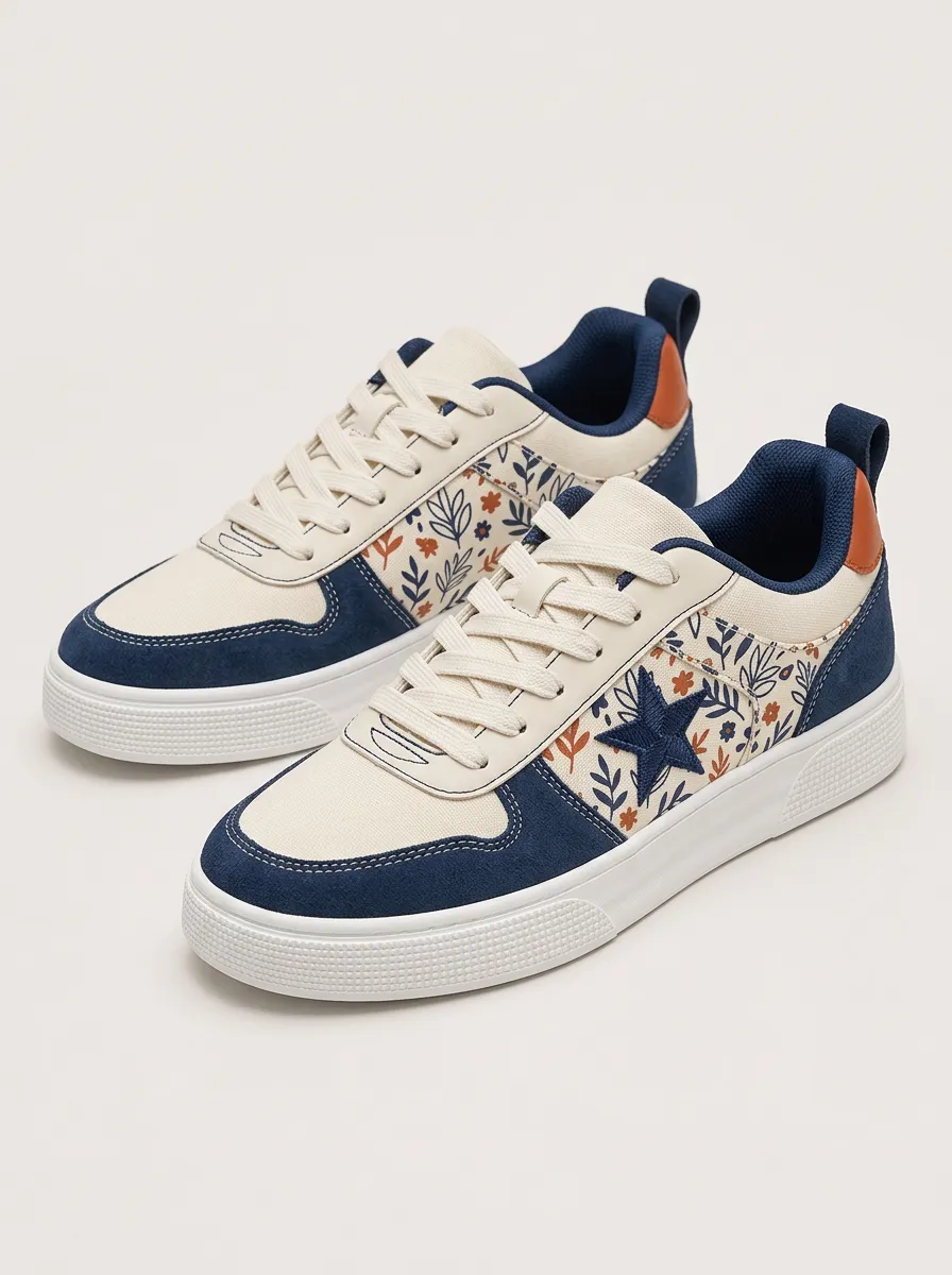 Men's Floral Star Pattern Skate Shoes